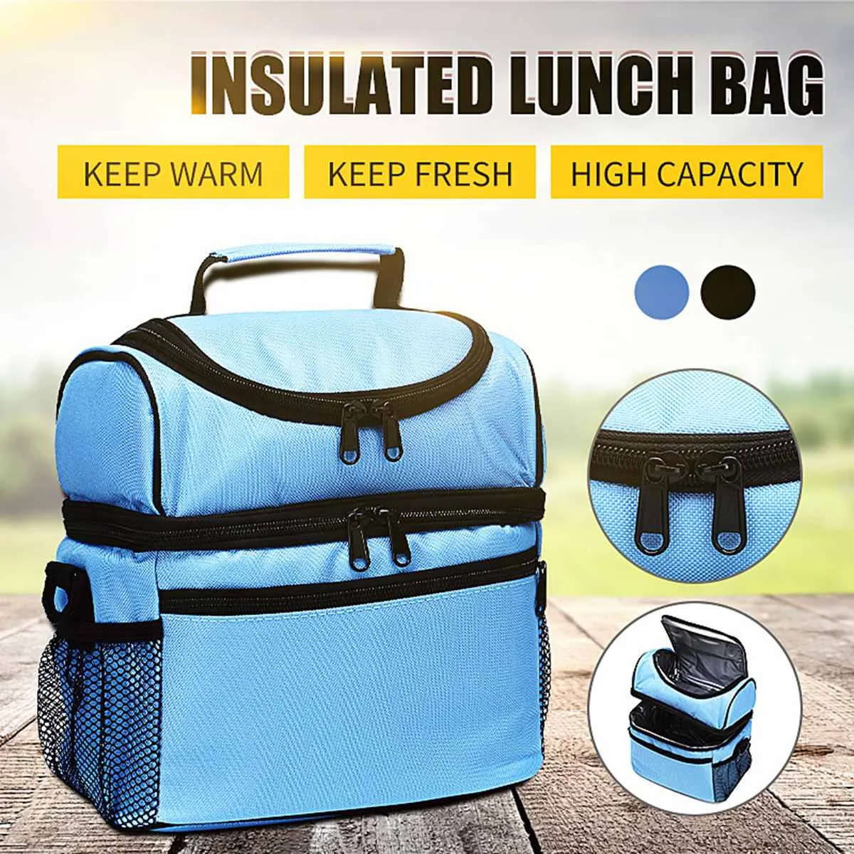 

Double Layers Lunch Bag Reusable Insulated Thermal Bag Women Men Multifunctional Cooler Keeping Lunch Box Outdoor Carry Tote