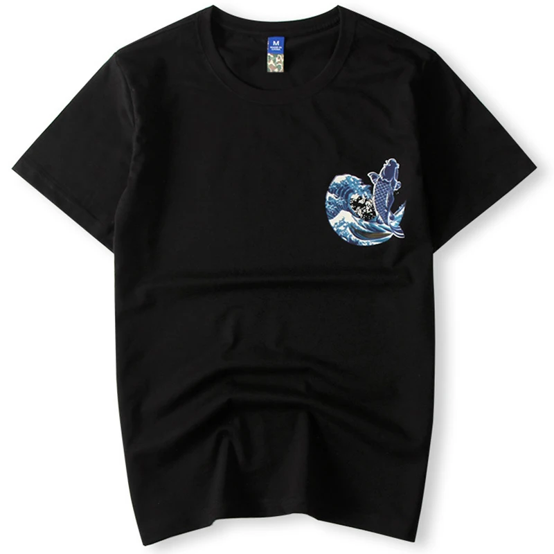 Beste Japanse Stijl Zomer Kleding 2018 Stijl Mannen Mode Karper Tattoo Print T Shirt 100% Katoen Korte Mouw Fitness T shirt