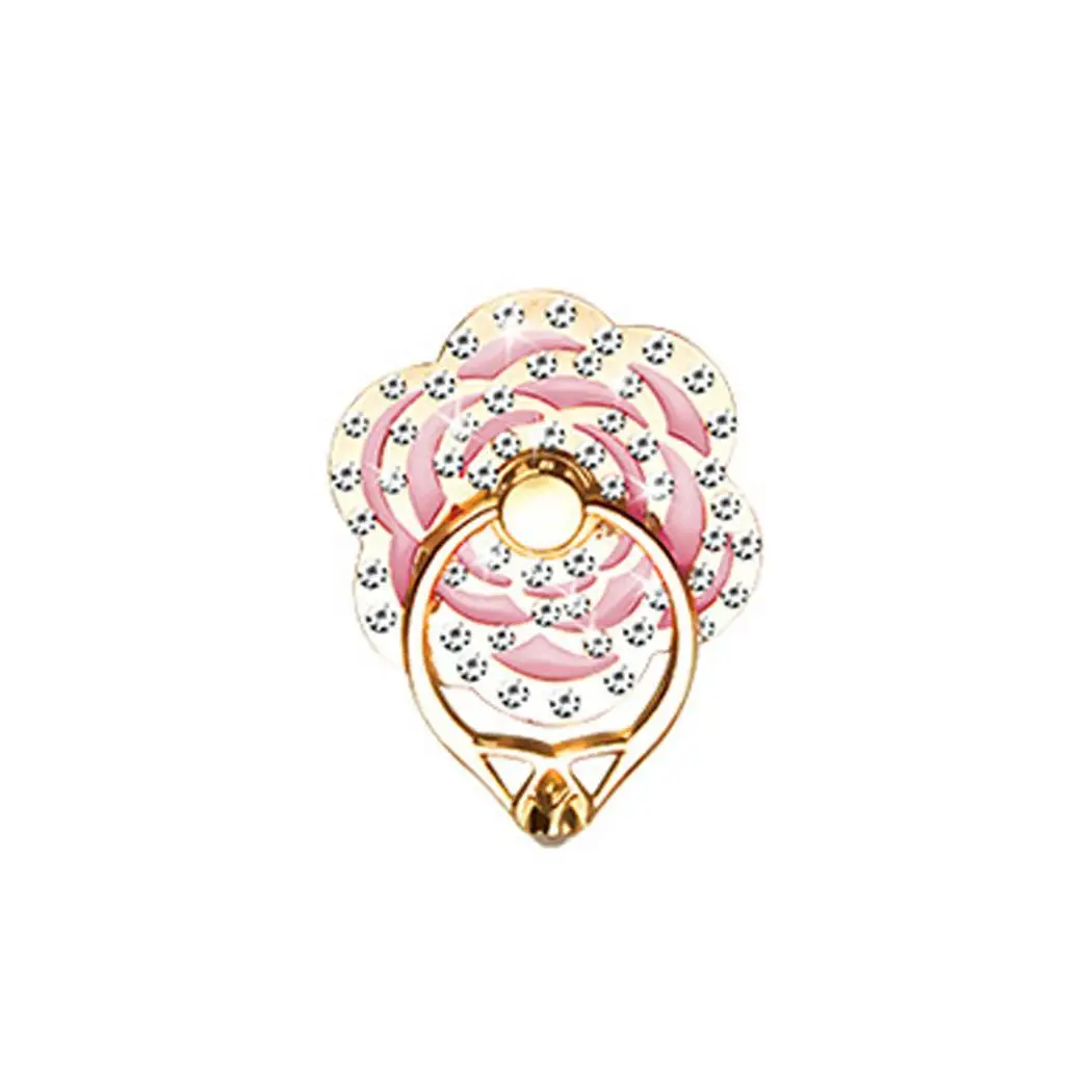 Finger Ring Mobile Phone Rhinestone RoseSmart phone Stand Holder For iPhone X 8plus Samsung cell Smart Round Phone holder Stand