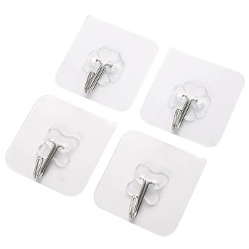 

4pcs Wall Hooks Strong Transparent Suction Cup Sucker Hanger For Kitchen Bathroom key holder wall hook Storage Hangers mutfak