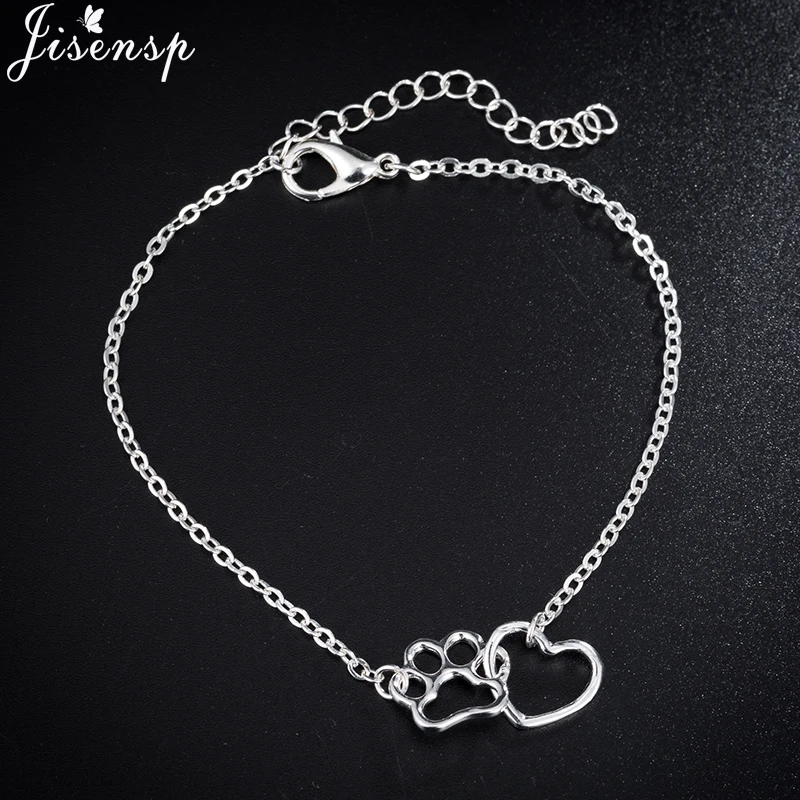 Pet Paw Footprint Bracelets Animal Tassut Cat Dog Love Heart Charm Bracelet jewelry for Women