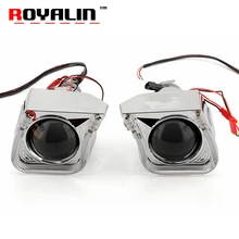 ROYALIN 2 5 Mini Metal Xenon Lens H1 Projector Headlight w U Car Styling LED Angel