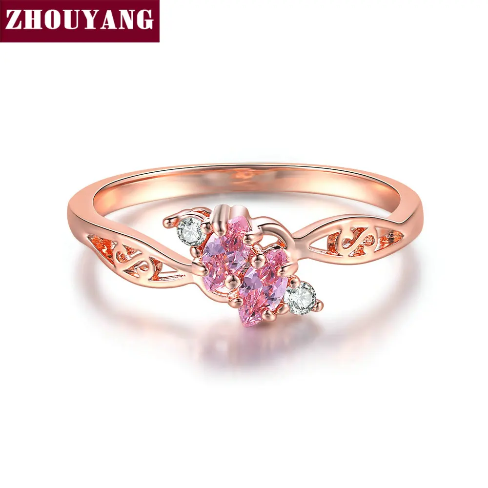 ZHOUYANG Ring For Women Elegant Style 3 Color CZ Crystal Hollow Out Rose Gold Sliver Color Engagement Fashion Jewelry R671 R777|Engagement Rings| - AliExpress