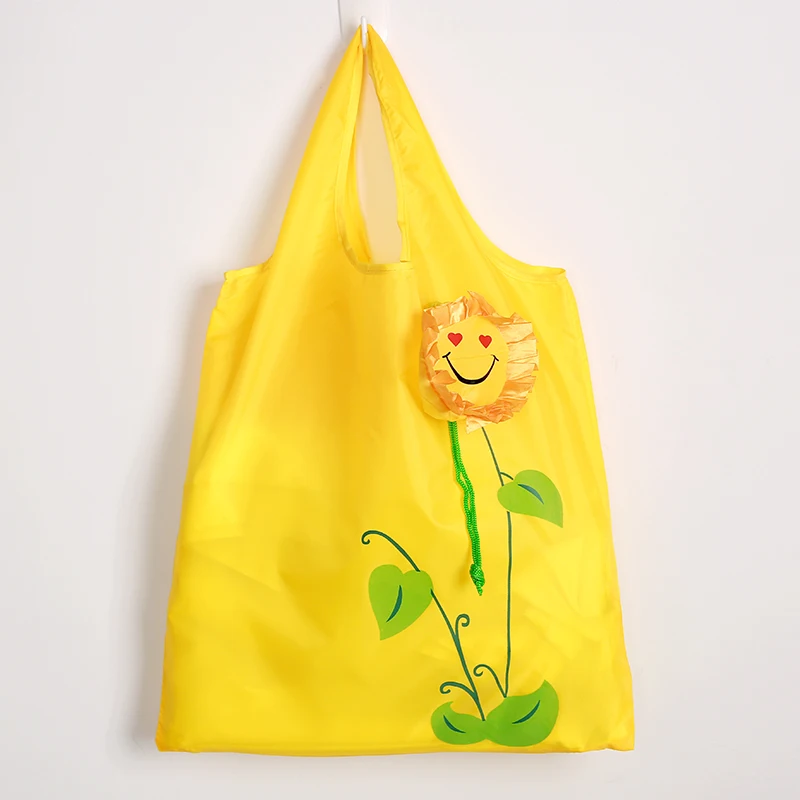 

Sun flower Creative environmental storage bag Handbag Foldable Shopping Bags Reusable Folding Grocery Nylon eco tote Bag