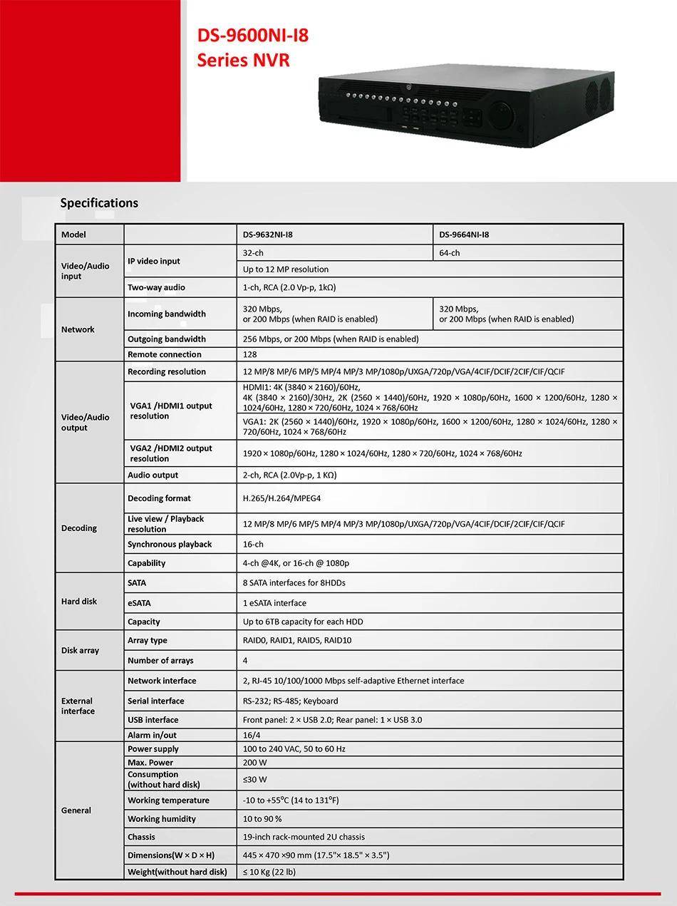 2 Spec DS-9600NI-I8