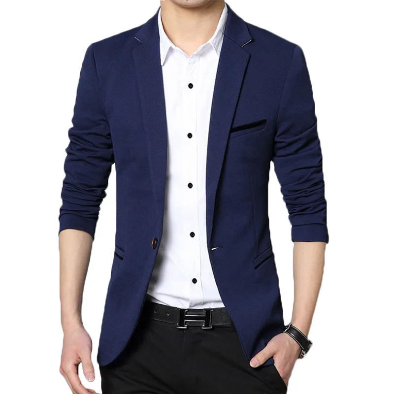 Blazer Jacket Men 2016 Brand Single Button Mens Slim Fit Blazer Suit Jacket Casual Stylish Black Blazer Men Veste Costume Homme