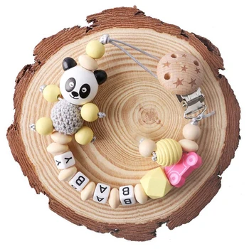 

Baby Pacifier Clip Pacifier Chain Panda Shape Hand Made Cute customsize Dummy Clip Baby Soother Holder For Baby Teething Toys