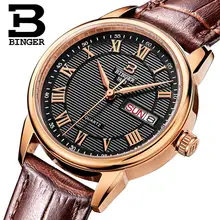 Switzerland Binger Women’s watches fashion luxury watch ultrathin quartz Auto Date leather strap Wristwatches B3037G-3