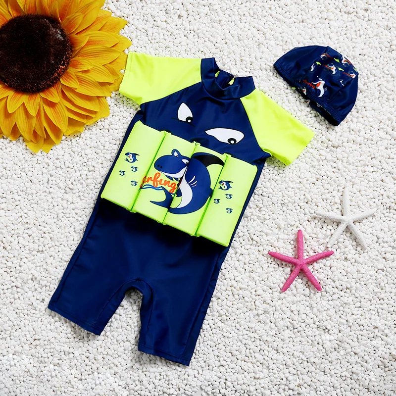 

One Piece Swimsuit For Children One Piece Swimwear Lesson Knee Swimming Suit Safe Protective Float Buoyancy Swimsuit For boys