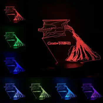 

Game of Throne Iron Dragon 3D Lamp Illusion Night Light LED Bulb USB RGB Multicolor Lava Lampara Christmas Gifts For Children's