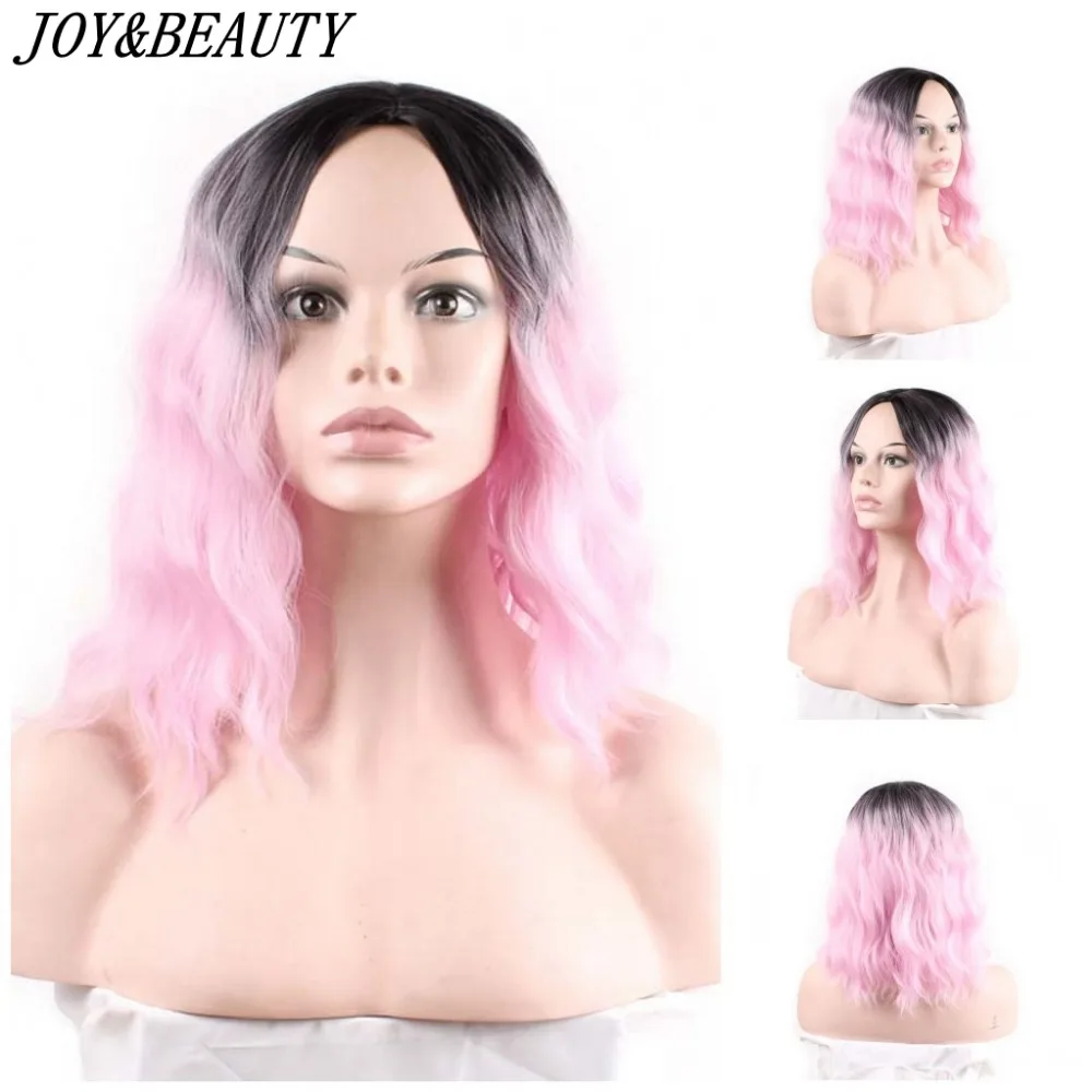 Парик из коротких вьющихся волос JOY & BEAUTY 30 см розовый синий красное вино Омбре