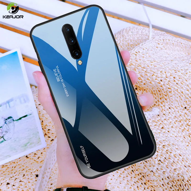 

Case For Oneplus 7 Pro Case Luxury Gradient Tempered Glass Cover Silicon Hard Armor Bumper For One Plus 7 Pro Oneplus 7pro Funda