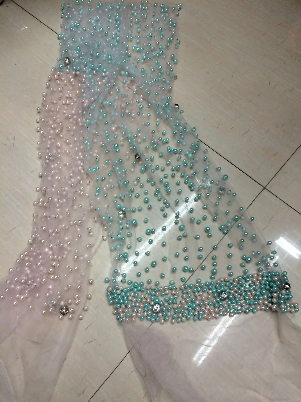 Good looking Y119 african french net lace fabric with bead stone high quality nigerian lace