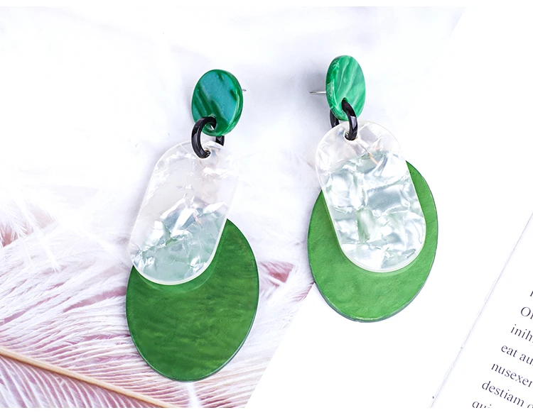 YUQINQIN Trendy Drop Earrings for Women 2018 Jewelry Long Round Resin Earings Fashion Elegant Acrylic Dangling Crystal Earring (7)