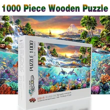 Головоломка "залив китов", 1000 деталей, головоломка для взрослых, деревянная головоломка, Мультяшные Пазлы для детей, развивающие игрушки, подарки