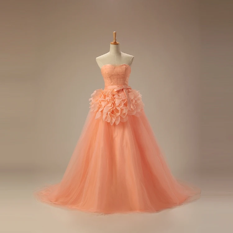 

Sweetheart flowers waist fashionable evening ball gown bridal night cheap price