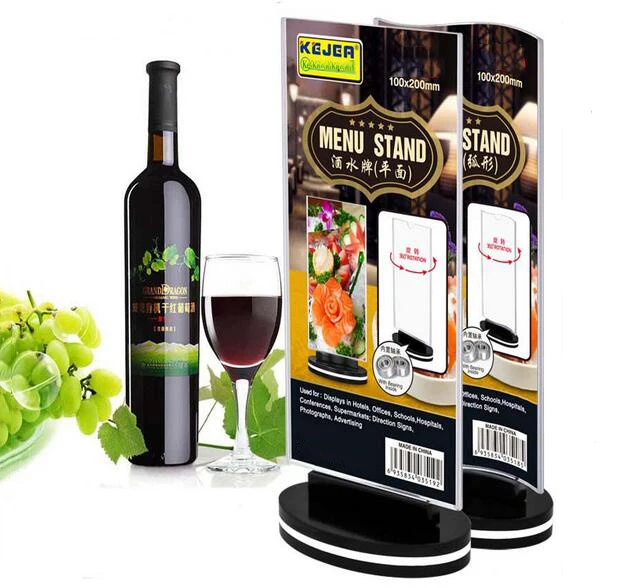 

Free shipping Rotatable acrylic restaurant Bar menu card display stand Advertising tag sign card double-sided display Billboard