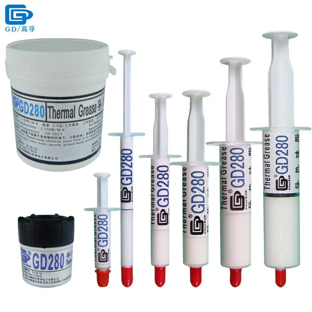 

GD280 Thermal Conductive Grease Paste Silicone Plaster Heat Sink Compound 10 Pieces Net Weight 30 Grams Syringe Packaging SY30