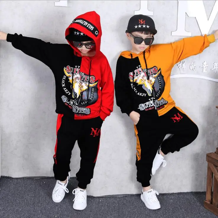Goedkoop Voor 3 14 Jaar Kinderen 2 stuks Kleding Suits Kinderen Katoen Kleding hiphop Streetwear Dance Set Sport Jongens Meisjes kostuums