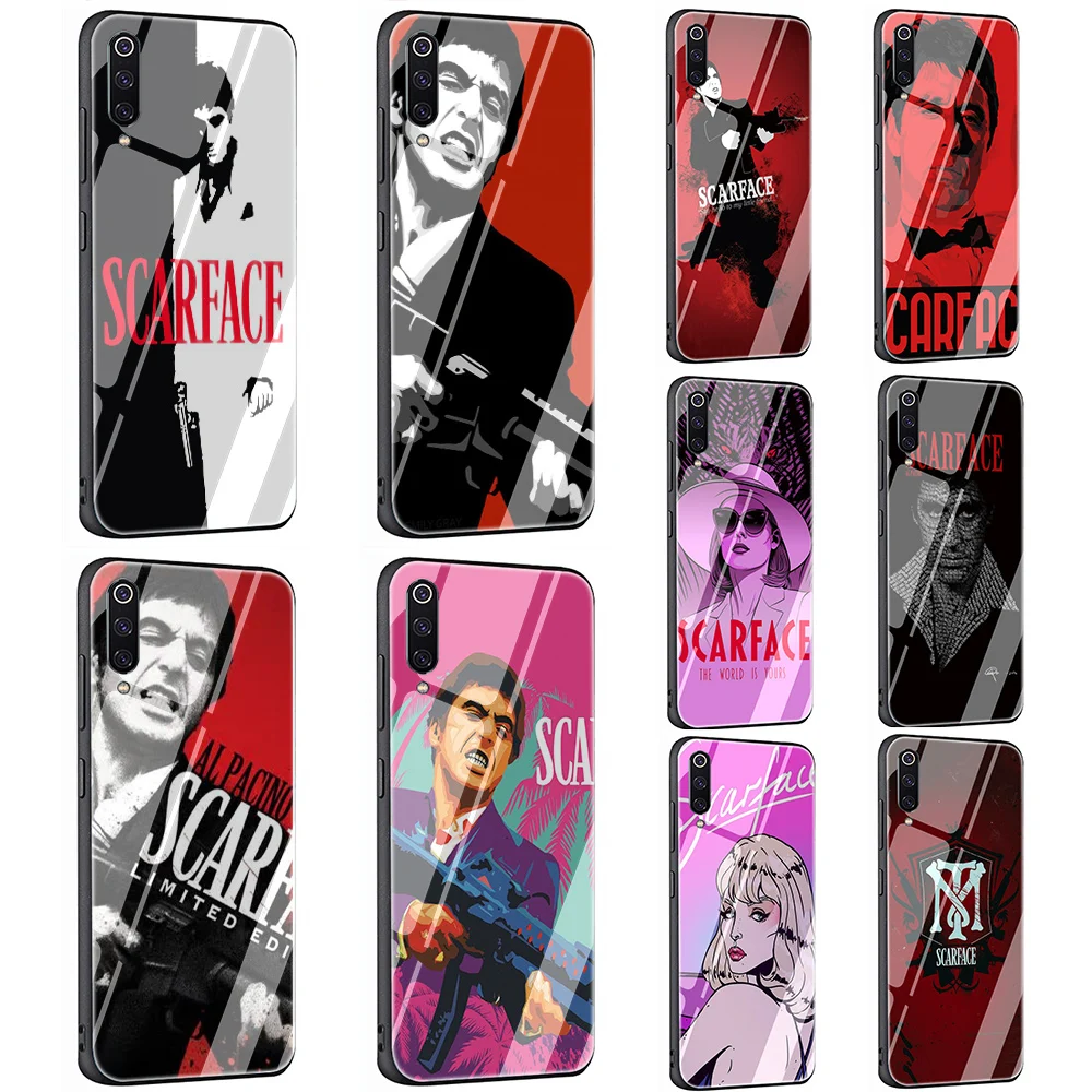 Scarface Tempered Glass TPU Case for Xiaomi 8 Lite A1 A2 9 Redmi Note 5 6 7 Pro 6A 4X POCOPHONE F1 Scarface Tempered Glass TPU Case for Xiaomi 8 Lite A1 A2 9 Redmi Note 5 6 7 Pro 6A 4X POCOPHONE F1