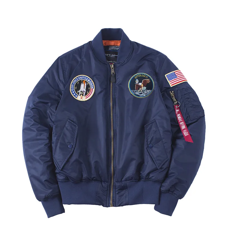 Winter Apollo 100th SPACE SHUTTLE MISSION Thick Padded MA1 Bomber Hiphop US Air Force Pilot Warm Ov