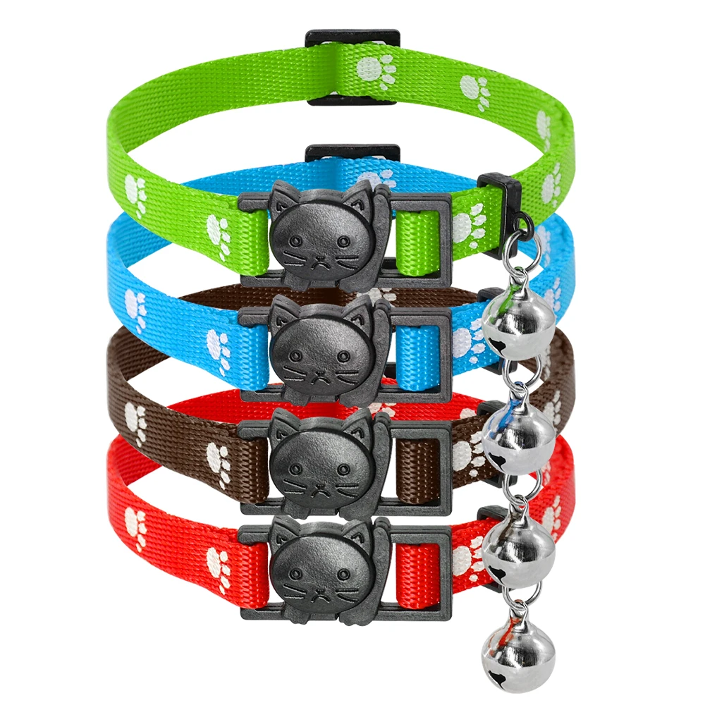Quick Release Cat Collar Paw Print Cats Collars Adjustable Fashion Cat