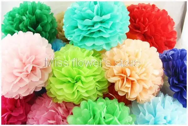 

5Pcs/Lot 4 Inch 10CM Tissue Paper Pom Poms Paper Flower Balls For Wedding Birthday New Year Christmas Party Decoration Supplies