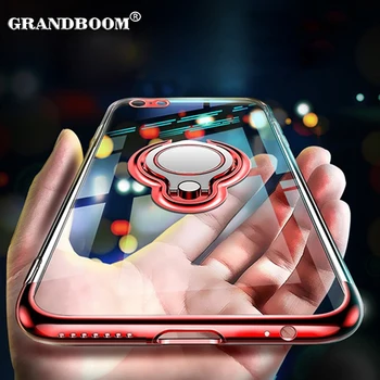 

500pcs Finger Ring Stand Magnet Transparent Plating Soft TPU Case For iPhone XS Max XR X 8 7 6 6S Plus Bracket Car Holder Cover