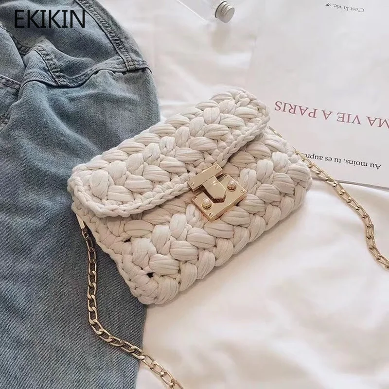 

2019 new knitting bag handmade bag summer new Korean version chain chain women's bag