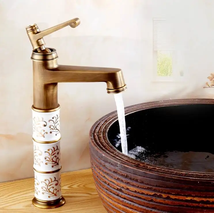Classic Antique Basin Faucet Bronze Ceramic Sink Tap Vintage Mixer Double Handle taps kpah Free postage | Обустройство дома