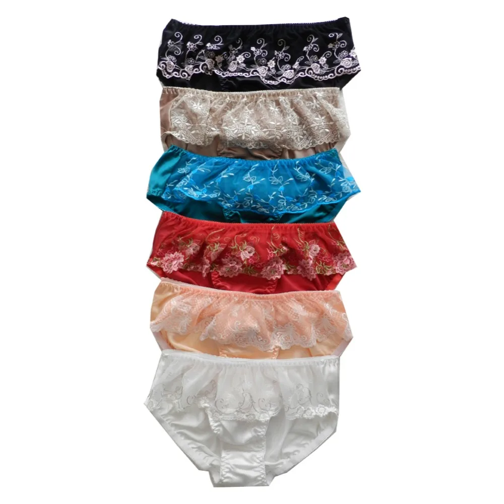 panasilk 6pcs Silk Women's Bikinis Panties Lace Size S M L XL XXL (W26