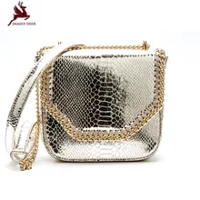 Shaggy Deer Brand Quality PVC Faux Leather Serpentine Small Flap Chain Bag Lady falabella Crossbody Shoulder Bag