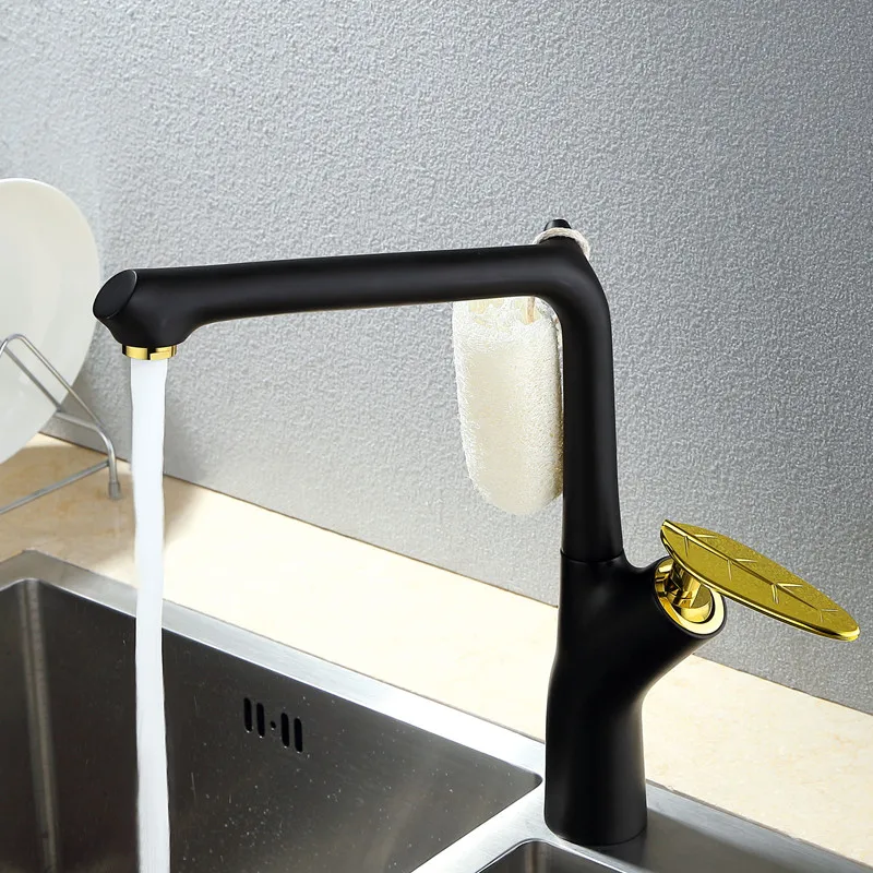 Punho Hot & Cold Toque Mixer Com Folha em forma água