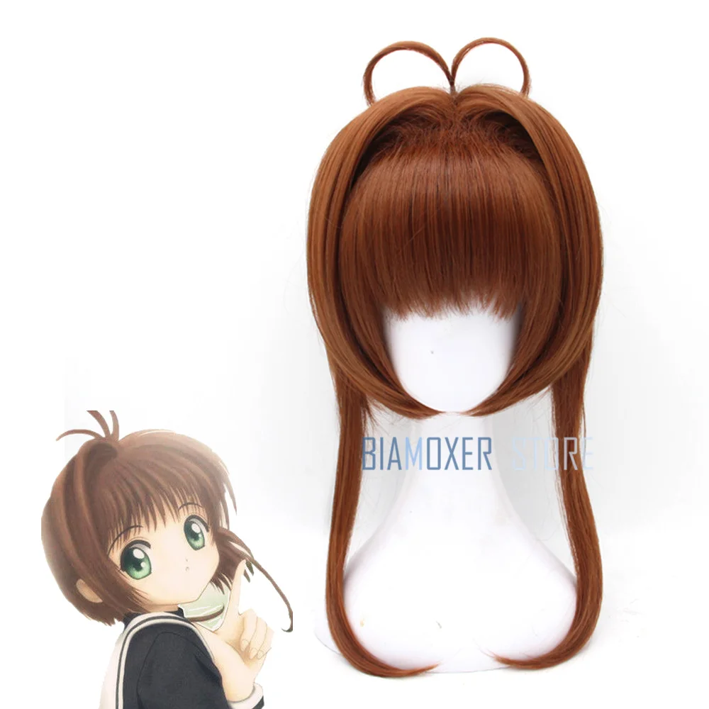 

Biamoxer Card Captor Sakura Kinomoto Sakura Brown Short Straight Bangs Bob Anime Cosplay Wig Women Girls' Party Wigs