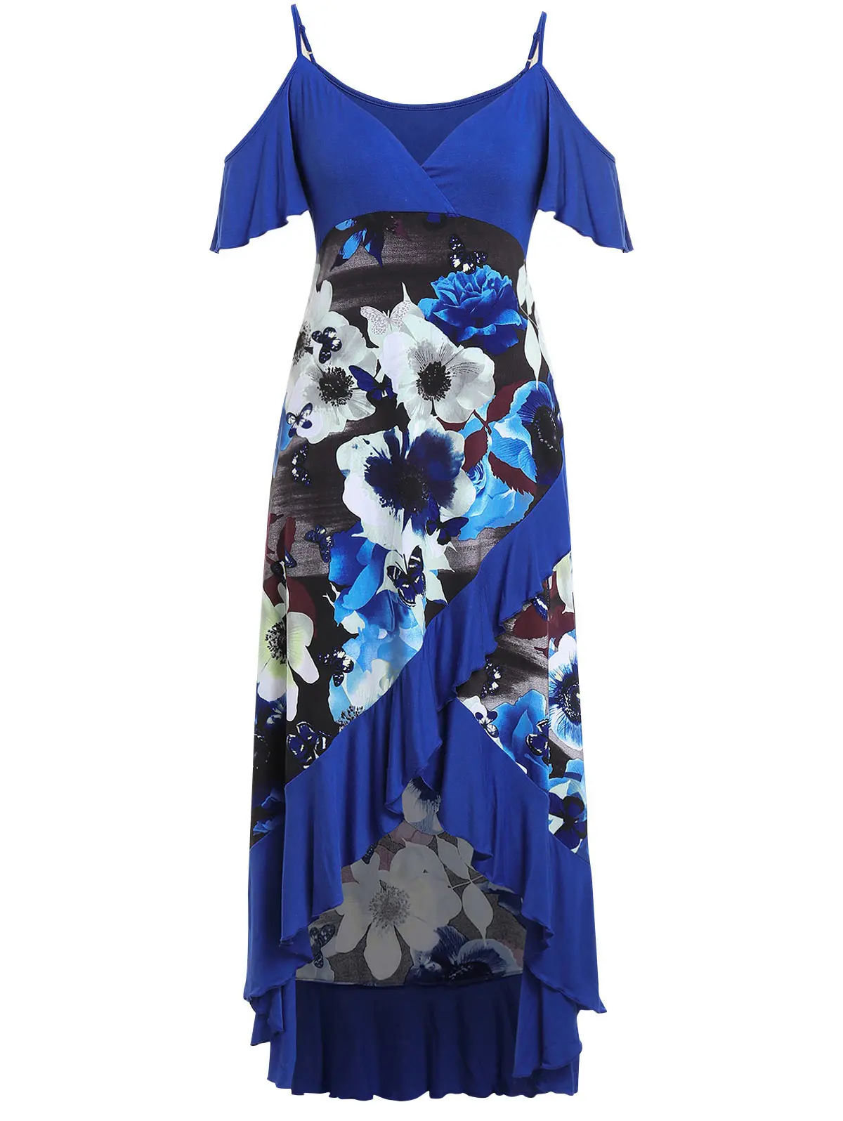 Wipalo размера плюс, модное платье с открытыми плечами, с цветными блоками, с воланом, с высокой талией, с рюшами, на тонких бретелях, длиной до щиколотки, летнее платье, 5XL