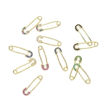 6 цветов, минимальная тонкая безопасная Шпилька, скрепка для бумаги, проложенная красочным кубическим цирконием, Модные Изящные серьги для девушек и женщин