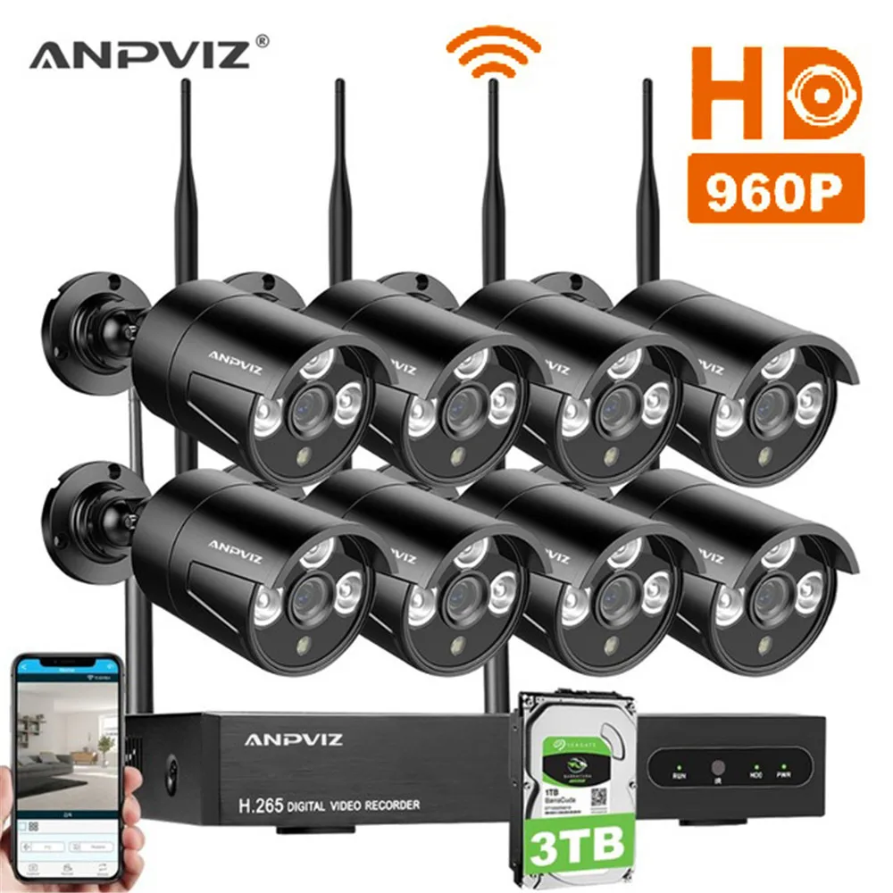 

8CH NVR Kit IP Camera 960P HD Wireless Security Camera System Waterproof Wifi Surveillance CCTV System
