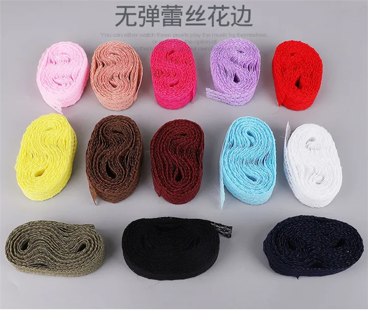 2   25mm10 Yard Non-Elastic Lace Strips Ribbons Diy Decorative Wedding Flowers Gift Wrapping Handmade Lace Hair Accessories