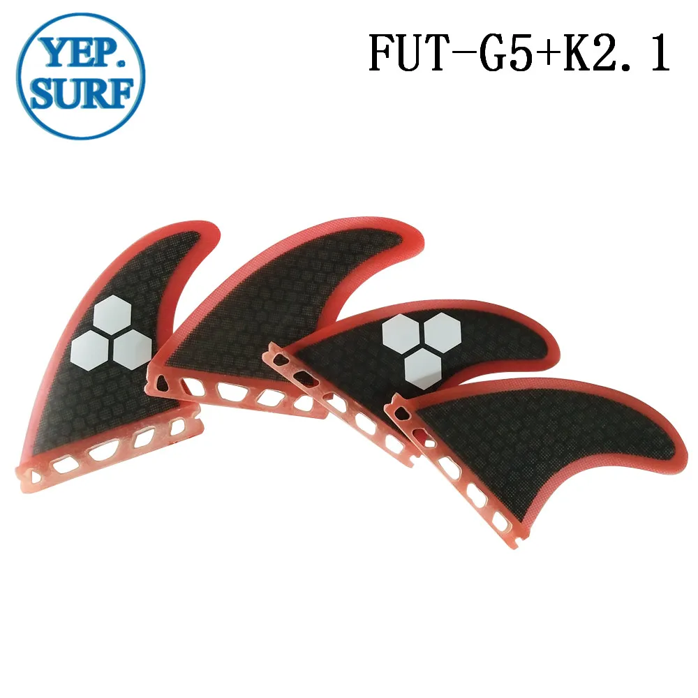 4 шт. Future Quad Fin G5 + K2.1 Honeycomb Surf черный и красный с логотипом плавник для серфинга Quihas