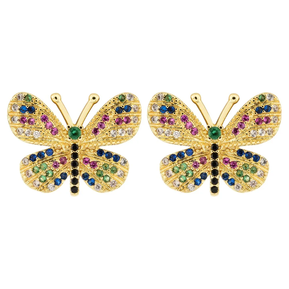 Сладкий и романтический бабочка тройной моды циркон серьги, для девочек/Женская любимые циркон серьги ювелирные изделия. ER-218