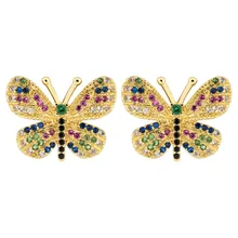 Сладкий и романтический бабочка тройной моды циркон серьги, для девочек/Женская любимые циркон серьги ювелирные изделия. ER-218