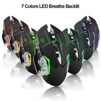 

1pc 2.4GHz Wireless Gaming Mouse 1800dpi Rechargeable 7 Color LED Backlight Breathing Gamer Mice For Computer Desktop Laptop