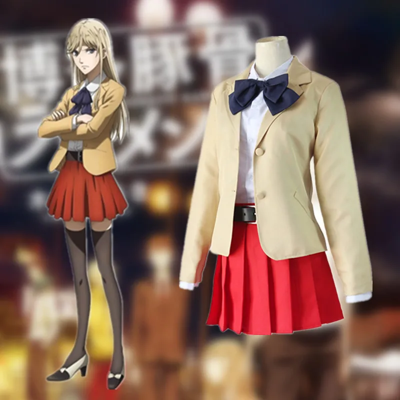 

Anime Hakata Tonkotsu Ramens Lin Xianming Cosplay Costume School Uniform adult Women Suits Coat Skirt Shirt Tie Sets Costume