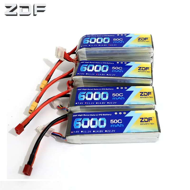ZDF FPV системы 450 500 6000 мАч 50C 100C 2 S 3 4S 5S 6 LiPo батарея 7 4v 11 1v 14 8 в 18 5 22 для Вертолет Лодка