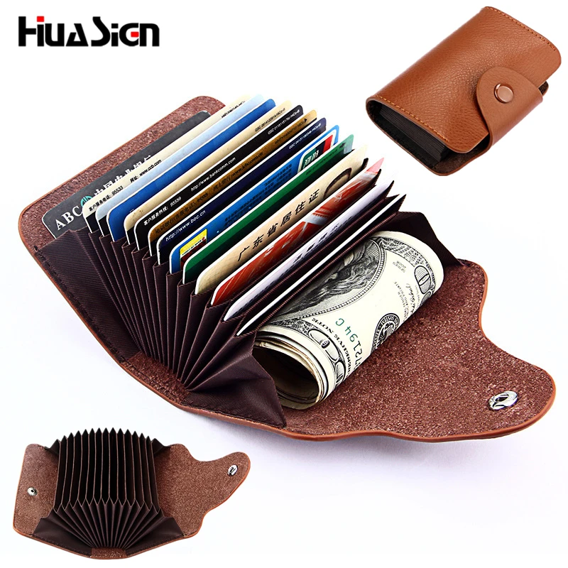 

Simple Fashion Genuine Leather Organ Card Bag ID Holders 13 Card Position