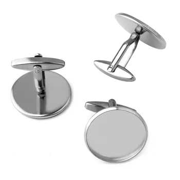 

Cameo Cabochon Base Stainless Steel Point Cufflinks Round Bezel French Metal Men's Cuff Links Settings DIY Findings NO Fade