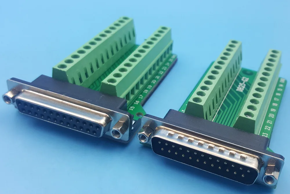 

Free Shipping 1Pair D-SUB DB25 Plug 25Pin Breakout To PCB Board Terminals Connectors Male & Female