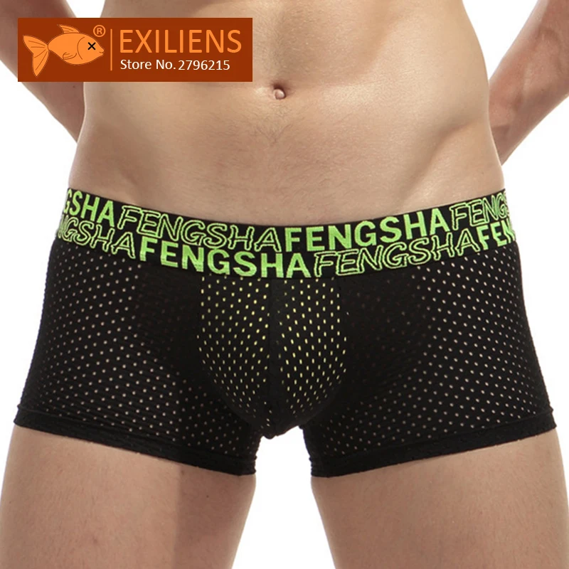 

EXILIENS New Sexy Boxer Men Underwear Mens Boxers Mesh Breathable Male Calzoncillo Cueca Masculina Boxershorts Size M-3XL 0610