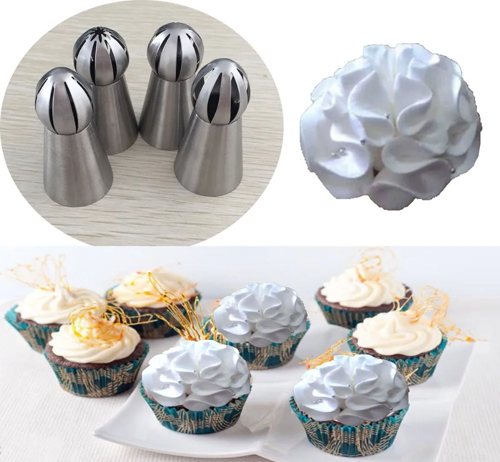 1 PCS Russion Sphere Ball Shape Cream Stainless Steel Icing Piping