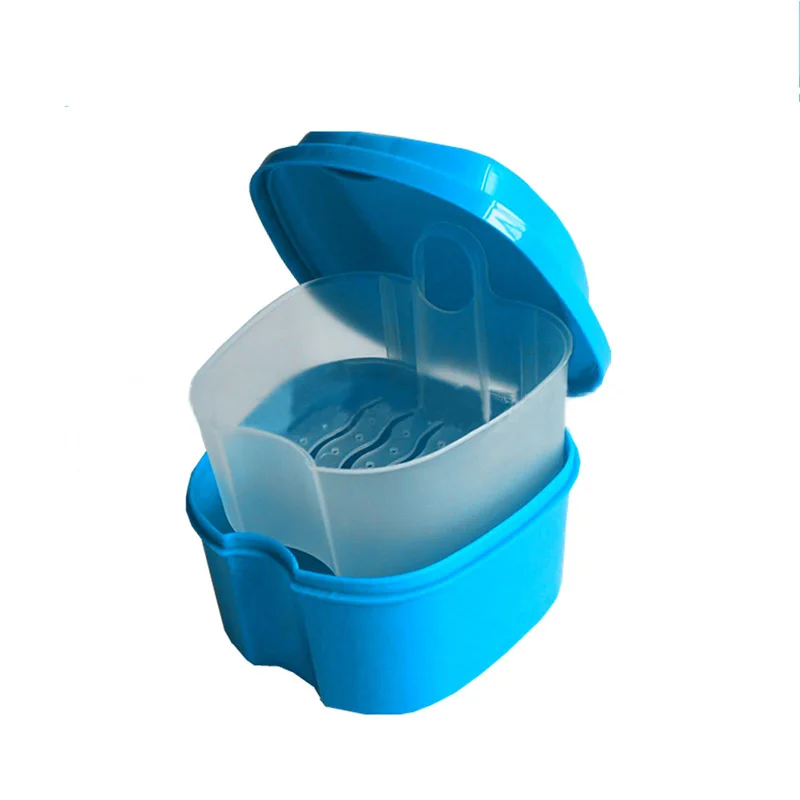 Denture Bath Box Case Dental False Teeth Storage Box with Hanging Net